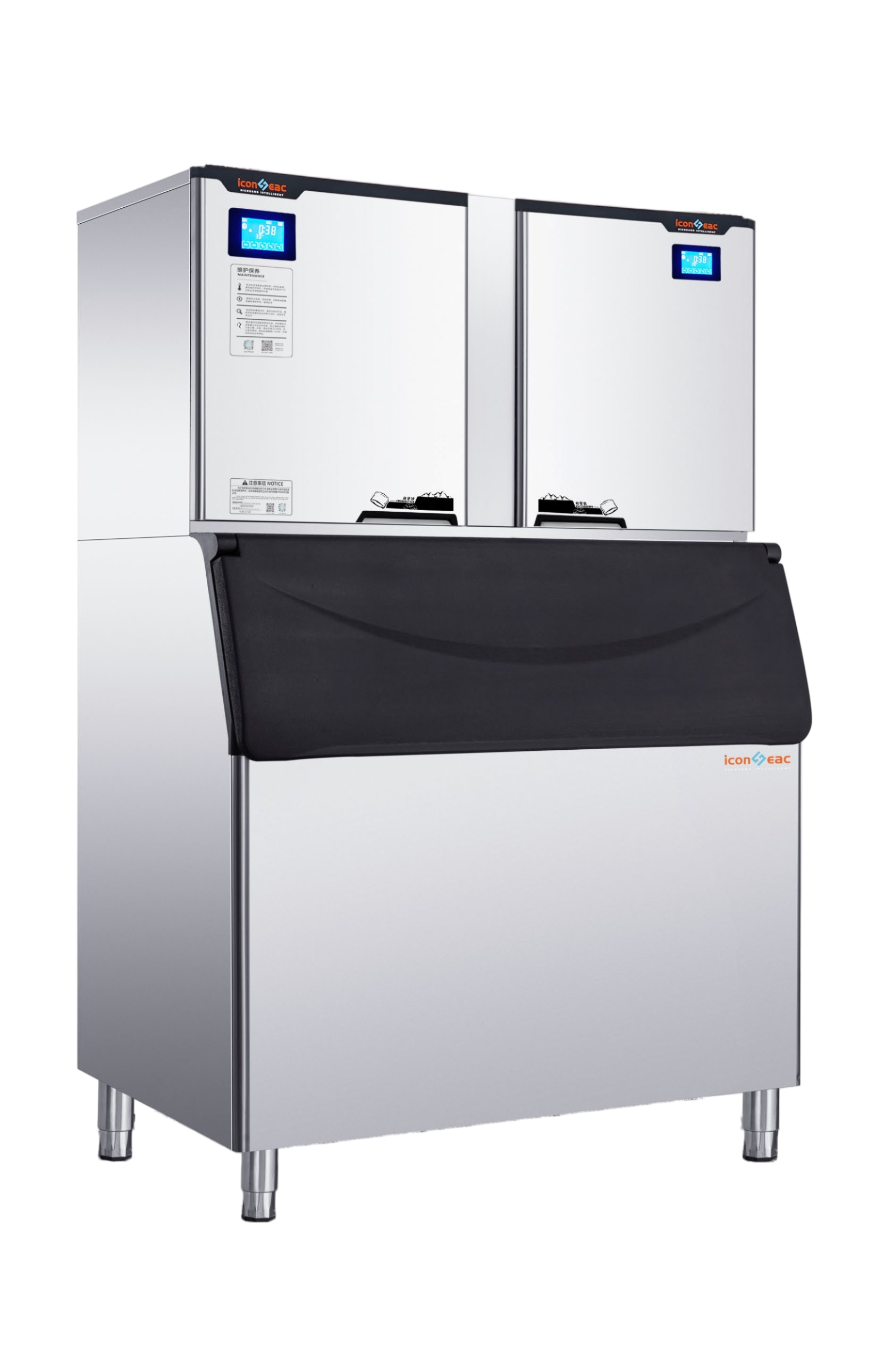 Split crescent ice machine