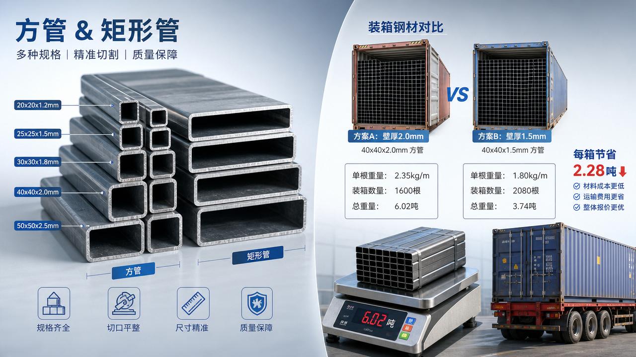 Square and rectangular tubes: hidden weight differences