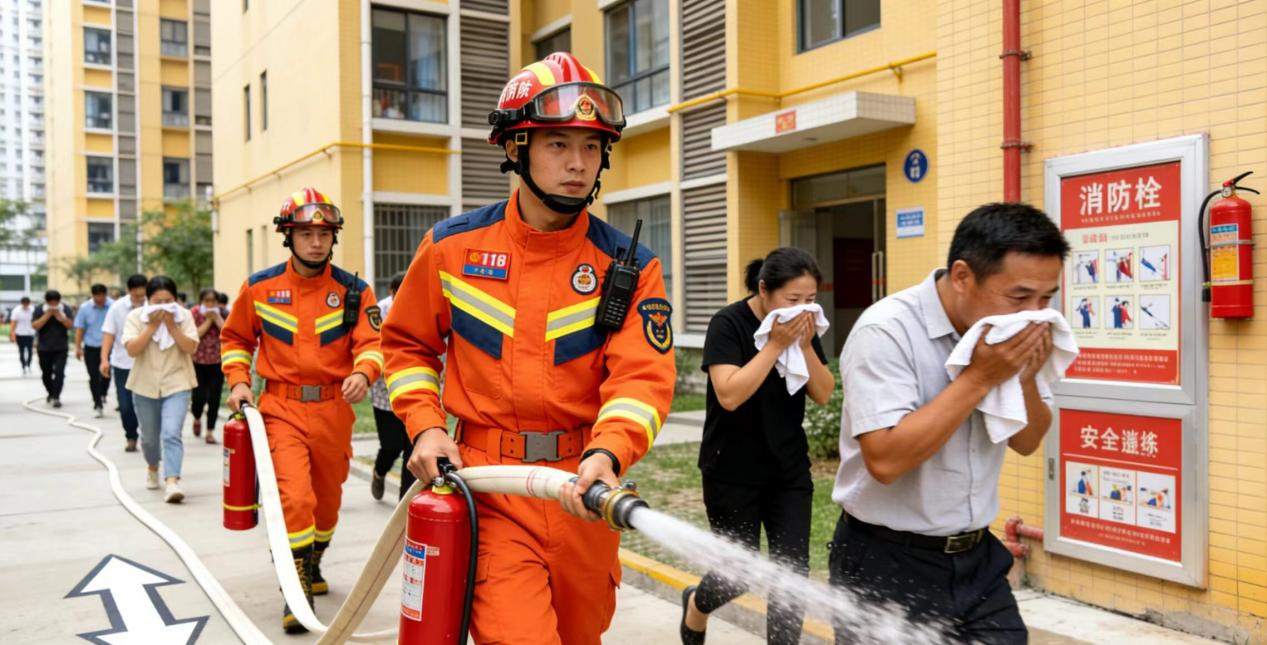 Large-scale firefighting drills were conducted in high-rise buildings in China