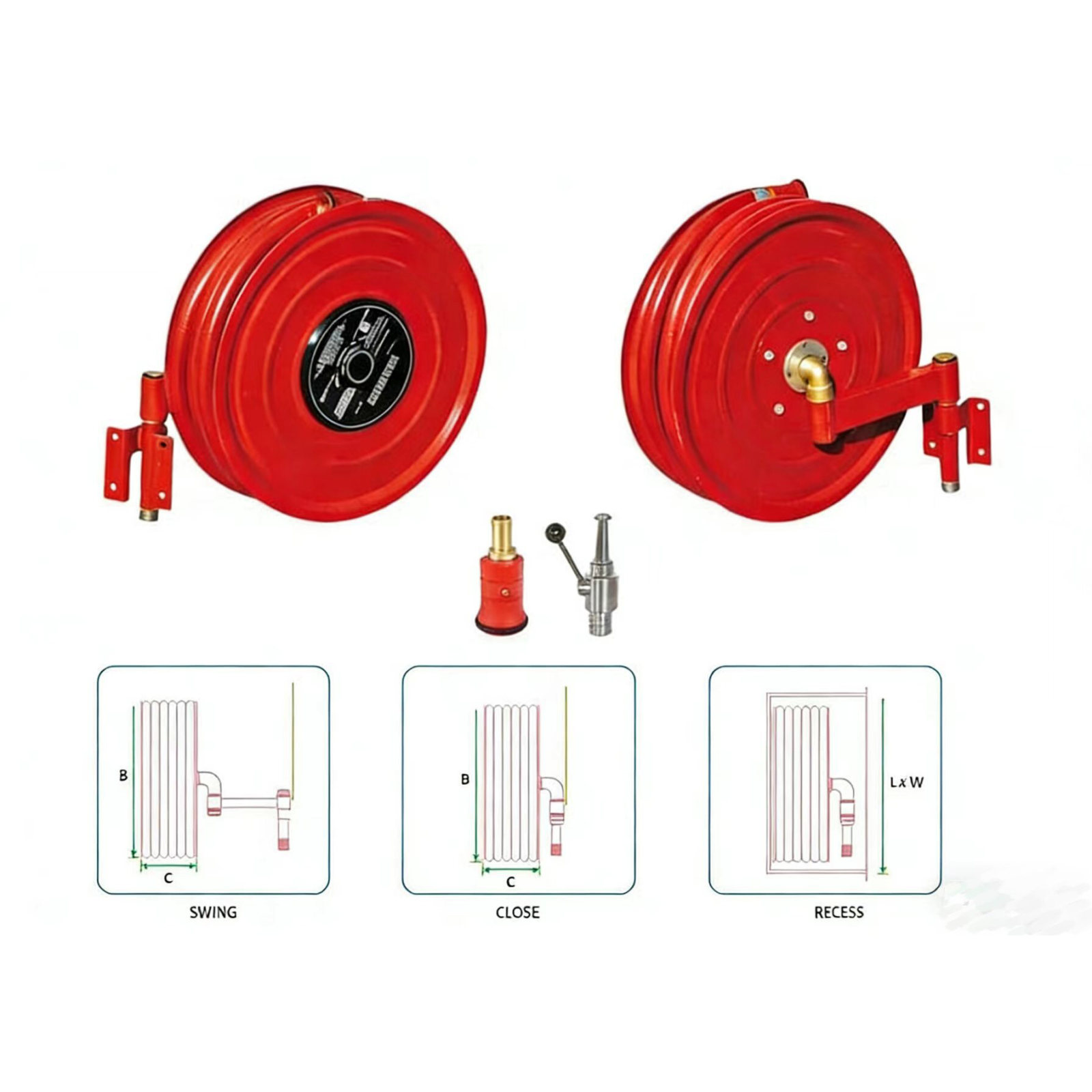 Die cast manual swing fire hose reel