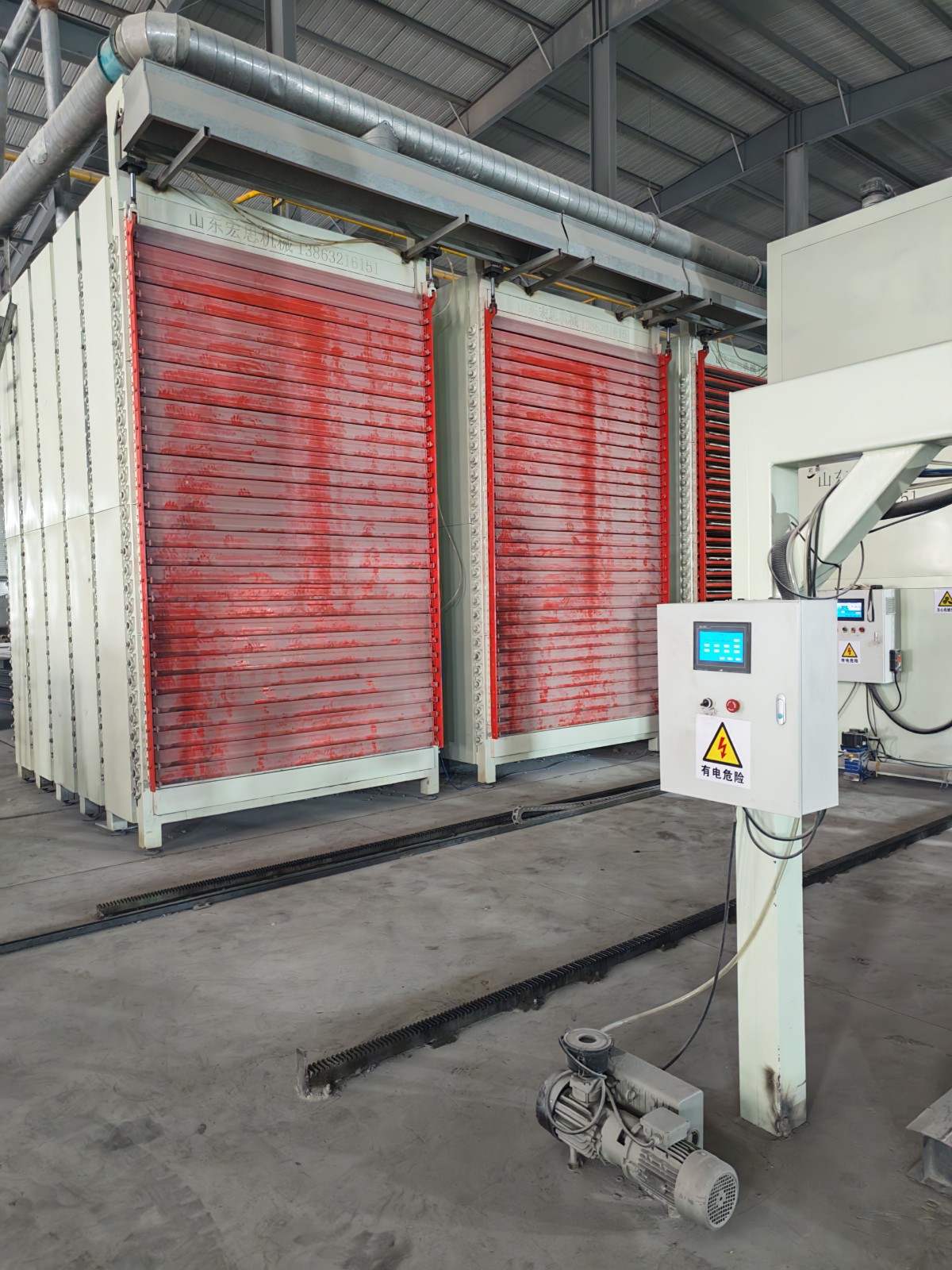 Curing ovens with control panel used to remove air bubbles from quartz slabs