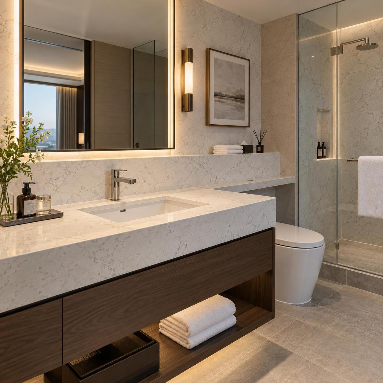 Quartz Application in Hotel Bathroom Decoration