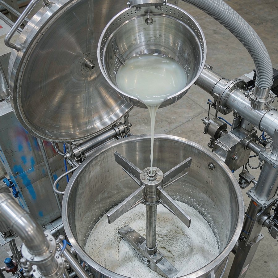 1789461859958406263151038464.jpg Automated mixing station blending quartz sand and polymer resin after a quartz production line upgrade