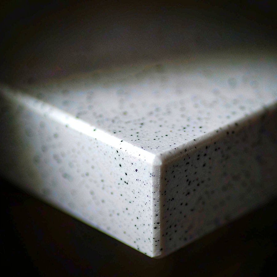 Close inspection of a quartz slab edge and corner for chips, cracks and burrs before export packing