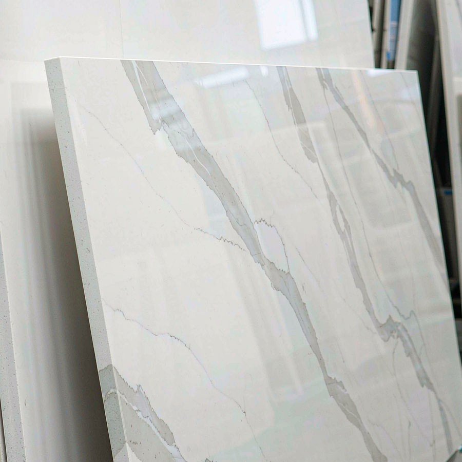 Statuario quartz slab dimensions diagram showing 3200 by 1800 mm format