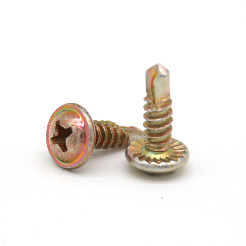 Color-zinc plated washer head self-drilling screws