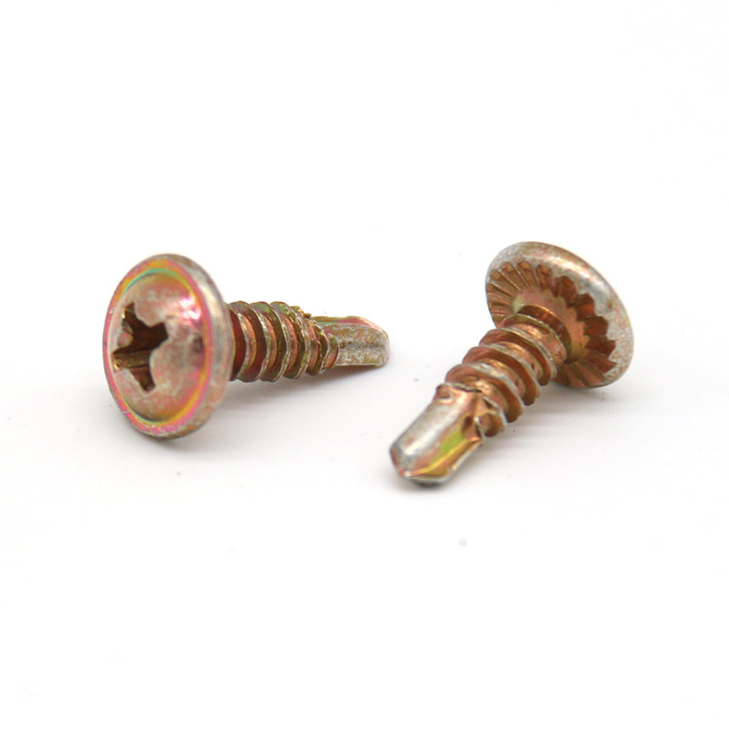 Color-zinc plated washer head self-drilling screws
