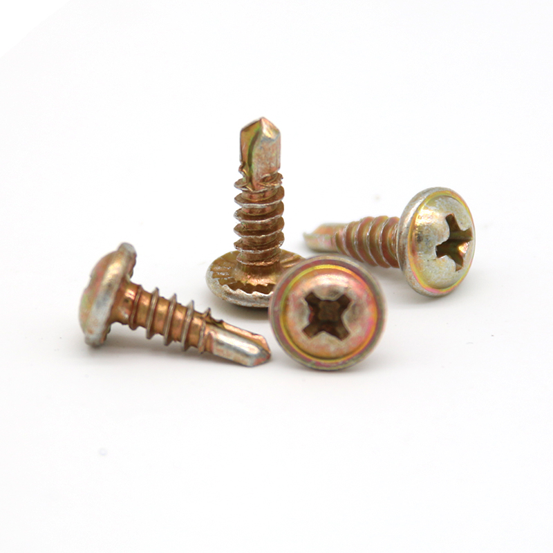 Color-zinc plated washer head self-drilling screws