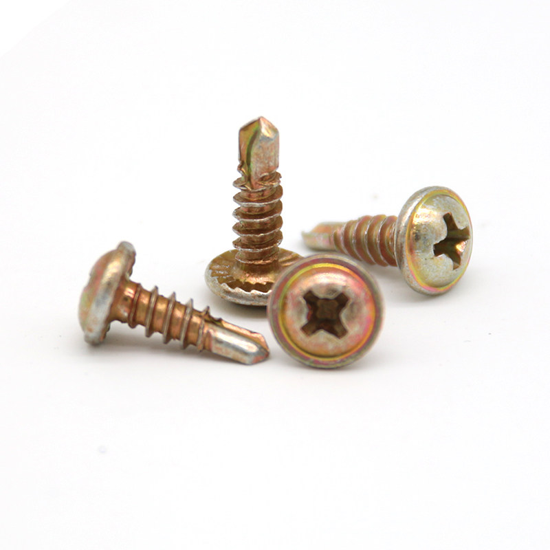Color-zinc plated washer head self-drilling screws