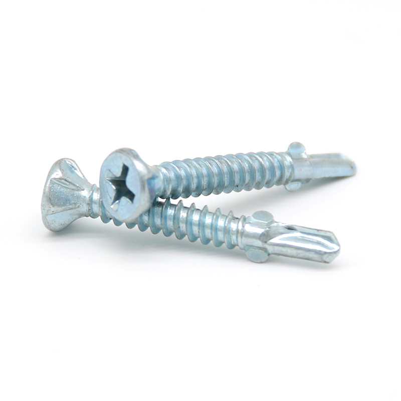Blue-white Zinc Plated Flanged Countersunk Self-Drilling Screws