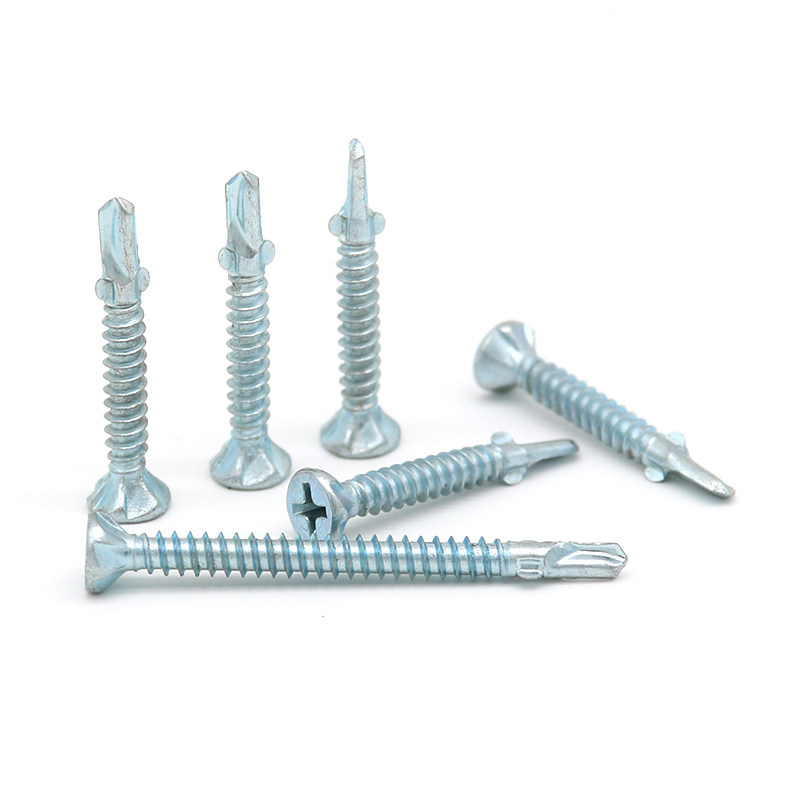 Blue-white Zinc Plated Flanged Countersunk Self-Drilling Screws