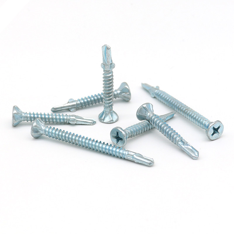 Blue-white Zinc Plated Flanged Countersunk Self-Drilling Screws