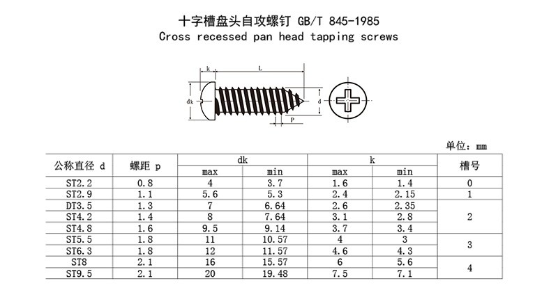 盘头自攻钉 盘头自攻钉